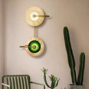 Ljojo Wattle Circle Wall Lamp: Green Crystal Art Deco Lights for Living Room