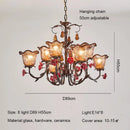 American Retro Morning Glory Glass Chandelier - Elegant Rose Ceramic Flower Pendant Light by Ljojo