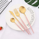 Ljojo 24-Piece Black Stainless Steel Cutlery Set for Home Dining