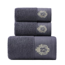Ljojo Luxury Grey Cotton Towels Set: 1 Bath Towel, 2 Hand Towels - Quick Dry & Absorbent
