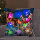 Ljojo LED Retro Santa Christmas Lights Pillowcase Home Decor 45x45