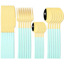Ljojo 24-Piece Black Stainless Steel Cutlery Set Flatware Tableware Silverware Kit