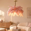 Ljojo European Pink Black Feather Pendant Light Chandelier for Living Dining Bedroom Home Decor