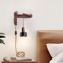 Ljojo Mid Century Modern LED Wall Light - Black Travertine Folding Bedside Lamp