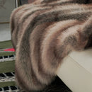 Ljojo Luxury Fox Fur Plaid Blanket for High-End Home Decoration