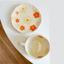 Hand-painted Flower Pattern Coffee Mug Set with Saucers by Ljojo