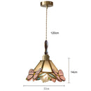 Antique Brass Stained Glass Chandelier Japanese Style Butterfly Lamp by Ljojo