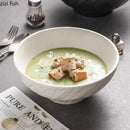 Ljojo Matte Stone Patterned Ceramic Ramen Soup Salad Fruit Noodle Bowl Large Capacity