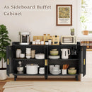 Ljojo™ 4-Door Wooden Storage Cabinet with Adjustable Shelf and Iron Legs