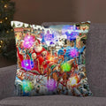 Ljojo LED Retro Santa Christmas Lights Pillowcase Home Decor 45x45