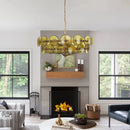 Art Glass Chandelier Ljojo Amber Green White E14 Lamp Bauhaus Design