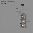 Art Deco Gray Glass Chandelier Black Metal Pendant Lamp For Hotel Hall by Ljojo