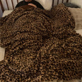 Ljojo Leopard Print Faux Fur Throw Blanket, Cozy Retro Style Luxe for Couch & Bed