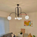 Ljojo Milky White Glass Ball Chandelier LED Light Fixture for Kitchen Dining Living Room