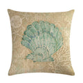 Ljojo Marine Life Linen Pillowcase: Fashion Conch Starfish Shell Sofa Decor Cover