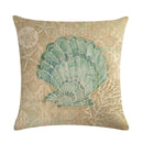 Ljojo Marine Life Linen Pillowcase: Fashion Conch Starfish Shell Sofa Decor Cover