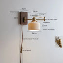 Ljojo LED Walnut Ash Wood Wall Sconce with Pull Chain Switch