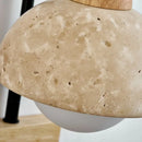 Ljojo LED Wall Lights Bedroom Yellow Travertine White Glass Wabi Sabi Wood Bedside Lamp