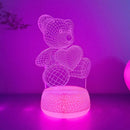 3D Illusion Teddy Bear Night Light Bedlight for Children Bedroom Decoration Gift Ljojo