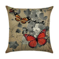Ljojo Linen Butterfly Flower Sofa Cushion Cover 45*45 - Home Decor Printed Pillow Case