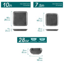 Ljojo 12/24-Piece Square Dinnerware Set for 4 with Plates and Bowls