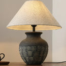 Ljojo Ceramic Table Lamp LED Night Light Fabric Lampshade Bedroom Decor Pottery Jar Style
