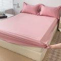 Ljojo 100% Cotton Fitted Sheet & Pillowcase Set, White, 180x200, 3Pcs