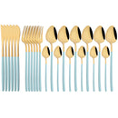 Gold Stainless Steel Cutlery Set by Ljojo - 24Pcs Western Tableware Flatware