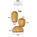 GEW Classic HandWoven Bamboo Lantern Pendant Lamp by Ljojo - Natural Rattan Wicker Chandelier Lighting.