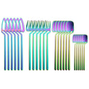Ljojo 24Pcs Stainless Steel Flatware Set: Matte Knife Fork Spoon Teaspoon for Dining & Kitchen