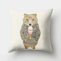 Ljojo Minimalist Spring Tree Landscape Pillow Cover - Bear Penguin Cartoon Animal Pillowcase