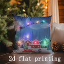 Lighted Christmas Scene Pillow Covers by Ljojo for Sofa, Bedroom, Car - Decorative Rectangular Cushion