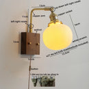 Ljojo LED Wall Sconce Pull Chain Switch Copper Ceramic Nordic Stair Light Fixtures