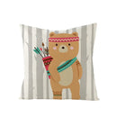 Ljojo Lovely Animals Linen Cushion Cover - Cute Bear Fox Deer Print