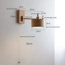 Ljojo LED Walnut Ash Wood Wall Sconce with Pull Chain Switch