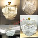 Ljojo Lustre Plate Gold Round Pendant Light Glass Chain Lamp Fixture