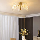 Modern Flower Chandelier Glass Ceiling Light Copper Pendant Lamp for Bedroom Kitchen by Ljojo