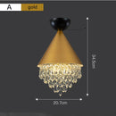 Ljojo Retro K9 Crystal Ceiling Light Fixture Black/Golden LED Cafe Lamp