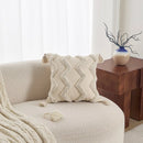 Cream Woven Tufted Pillowcase with Beige Tassel Embroidery by Ljojo