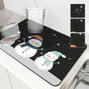 Christmas Snowmen Snowflakes Drying Mat for Kitchen Table Decoration - Ljojo