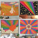Boho Sun Moon Phase Rainbow Tapestry by Ljojo - Bedroom Decor Bedspread