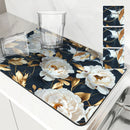Ljojo 3D Plants Kitchen Mat: Absorbent, Antiskid, Quick Dry, Draining, Tableware Mat