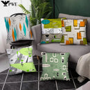 Colorful Blocks Geometric Abstract Pattern Cushion Cover by Ljojo