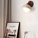 Ljojo Mid Century LED Wall Lights, Yellow Travertine Finish, Pull Chain Switch