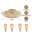 Bamboo Circle LED Ceiling Fans Light Chandelier with Lamps - Modern Luxury for Living Room by Ljojo