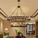 American Retro E14 Led Pendant Lights: Black Metal Chandelier by Ljojo for Living Room & Stairs