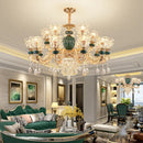 LED Crystal Ceramic Retro Ceiling Chandelier European Style Luxury Lamp for Living Room by Ljojo