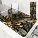 Ljojo Metallic Floral Branches Drying Mat: Non-Slip Absorbent Placemat