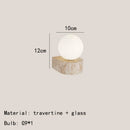Ljojo Mini LED Wall Light White Glass Sconce with Natural Stone - Bedroom, Stairs, Aisle, Parlor