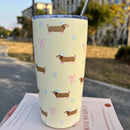 Ljojo 550ml Stainless Steel Thermal Tumbler with Straw - Kawaii Design